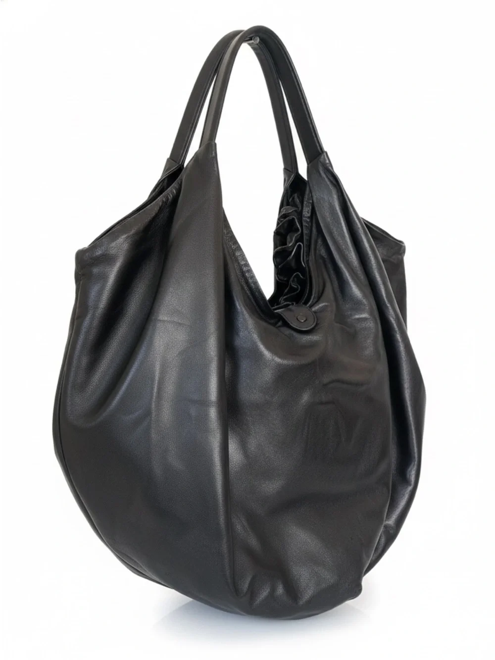 Elie Tahari Melrose Large Ruffled Hobo - Smooth Black Nappa Leather